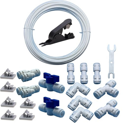 1/4" RO Tubing Kit 32FT, Water Line with Quick Connect Fittings