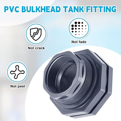 2 Pcs 3 Inch Bulkhead Fitting PVC Npt Tank Connector - size: 3 Inch