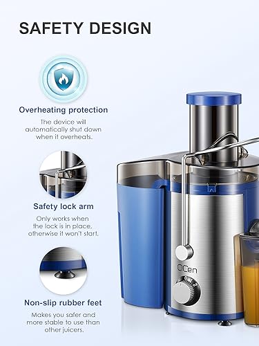 Juicer Machine 800W Centrifugal Juicer with Wide Mouth Feed Chute - color: Blue, size: 800W