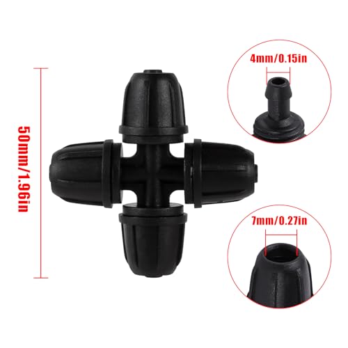 20Pcs 4 Way 1/4" Cross Couplings Drip Irrigation Fittings,Black - color: Black-4-Way