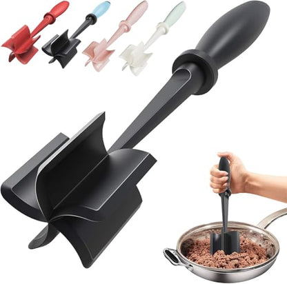 Upgrade Meat Chopper Hamburger Masher Ground Beef Smasher Utensil Mix Tool - color: 1 Pack-Black