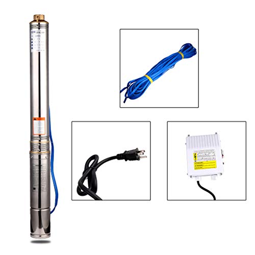 Submersible Pumps 3" OD Pipe 110V/60HZ 0.55KW 0.75HP Stainless Steel Deep Well Pumps 1" Outlet Submersible Bore Pump Deep Well Pump with Control Box for Industrial and Home Use - size: 110V 0.55KW 0.75HP 1"