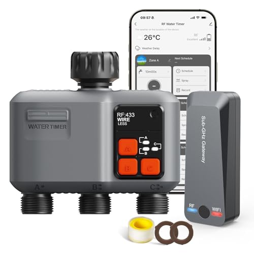 WiFi Sprinkler Timer 3 Zone, 984ft Range Smart Water Timer for Garden Hose - style: 3 Zone