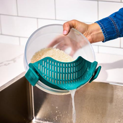 Anyday Silicone Clip On Strainer for Pots and Pans & Glass Dishes - color: Kale