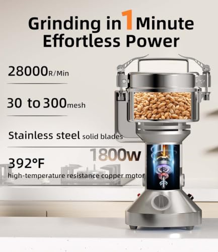 Electric Grain Mill 550g Home Flour Mill for Wheat Rice Corn Herbs Spices - size: 550g