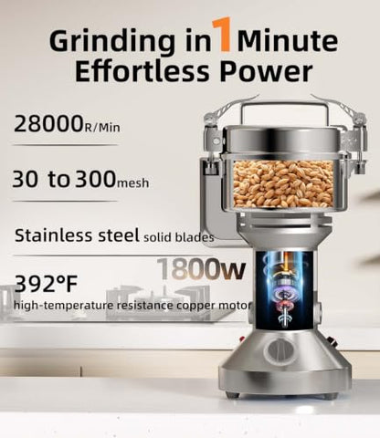 Electric Grain Mill 550g Home Flour Mill for Wheat Rice Corn Herbs Spices - size: 550g
