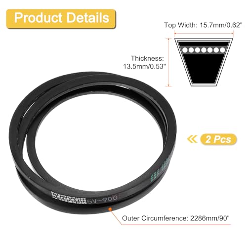 uxcell 2Pcs 5V900 V-Belt, Classic Wrapped Rubber V-Belt 90" Outside Circumference x 0.62" Width x 0.53" Height for Industrial Machinery Equipment, Black - size: 90", style: 5V900
