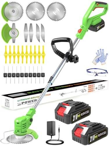 Electric Weed Wacker Cordless 21V Battery Powered Weed Eater - color: Green