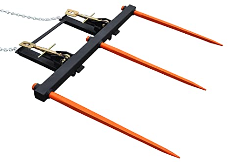 Bucket Hay Bale Spear Attachment w/ 3 x 43" Prongs. Rated 3000 Lb - Sr.2 - size: 3 x 43"