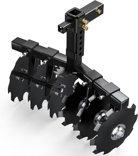 Suitable for 28" Heavy-Duty Disc Plow Harrow with Universal 2" Receiver for Tractor, ATV, UTV, Pull Behind Tiller for Subsoiling, Planting and Harvest, Black