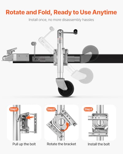 VEVOR 1500 lbs Trailer Jack with Wheel, Heavy Duty Swivel Boat Trailer Jack with PP Single Wheel & Ergonomic Handle, 12-inch Lift, Fit for RVs, Boats, Horse Trailers, Utility Trailers - size: 1500lbs Upgraded (12-inch Lift)