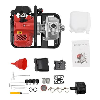 1.7HP 43CC Gasoline Engine Water Pump, 2-Stroke Portable High Flow Petrol Trash Water Transfer Pump Garden Irrigation High Performance Engine Garden Pump with 35.66gal/ min,1" Inlet/Outlet Diameter - color: 1.7hp 43cc
