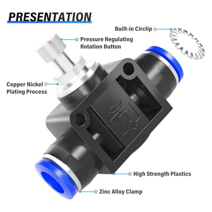 TAILONZ 8mm SCF-8 Flow Control Valve 5pcs - size: 8mm/Blue/5PCS