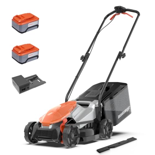 13 Inch Electric Lawn Mower Cordless, 2×20V 5.0Ah Brushless Push Mower - color: 5.0Ah×2, size: 13 Inch