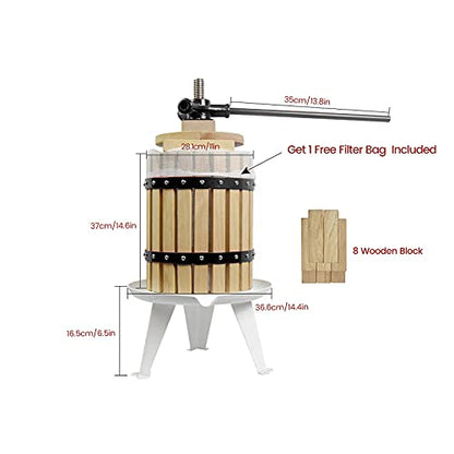 SQUEEZE master Fruit Apple Cider Wine Classic Press- 4.75 Gallon with Fruit Apple Wine Classic Crusher With Stand
