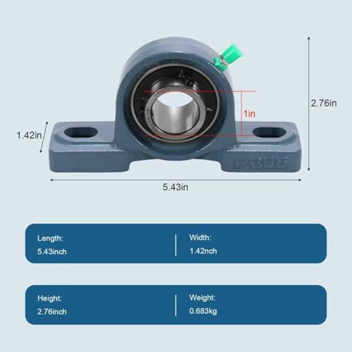 2 Pack UCP205-16 Pillow Block Bearing 1 Inch Heavy Duty Pillow Block Mounted Ball Bearing Solid Cast Iron Base Self-Alignment - size: UCP205-16