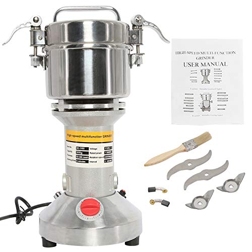 YaeMarine 110V High Speed Electric Grain Mill Grinder Stainless Steel Electric Spice Herb Cereals Coffee Rice Corn Sesame Soybean Flour Powder Machine Commercial Home Clinic Pharmacy (Capacity, 300g)
