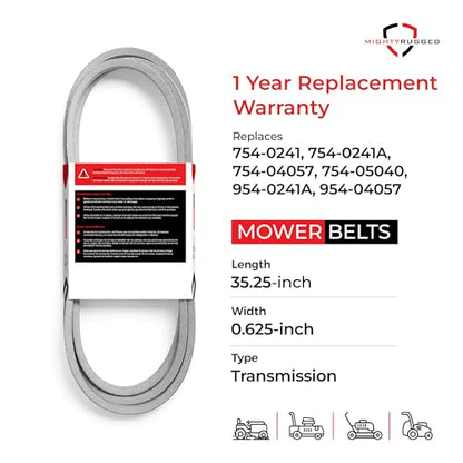 954-05040, 954-0241A Deck/Upper Drive Belt Replacement for Cub Cadet, Length 35.5", Heavy-Duty, Durable, Aramid Cord Belt Replaces 754-05040 for Troy Bilt Craftsman R110, T1000, TB30, LT4200, TB30R - size: 35.5" x 5/8"
