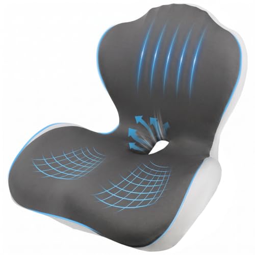 Car Seat Cushion Office Chair Cushion with Lumbar Support Pillow - color: Black Gray