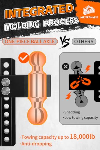 METOWARE 2.5'' Aluminum Adjustable Trailer Hitch, 8'' Drop/Rise,18K GTW - color: Black, size: 8'' Drop