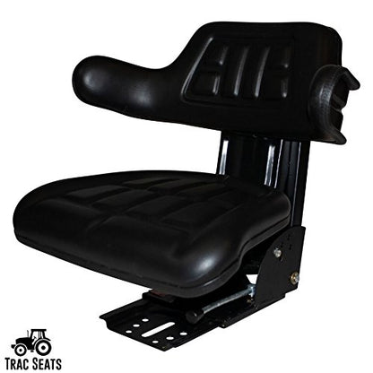 TRAC SEATS BLACK WAFFLE STYLE UNIVERSAL TRACTOR SUSPENSION SEAT WITH TILT FITS INTERNATIONAL HARVESTER IH 454, 464 574 584