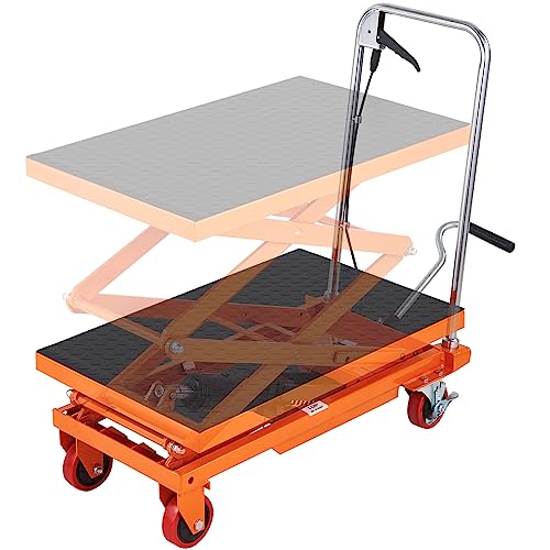 VEVOR Hydraulic Lift Table Cart, Orange, 50-Inch