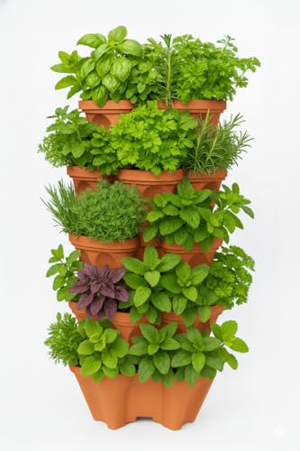 5 Tier Stackable Strawberry, Herb, Flower, and Vegetable Planter - Vertical Garden Indoor/Outdoor