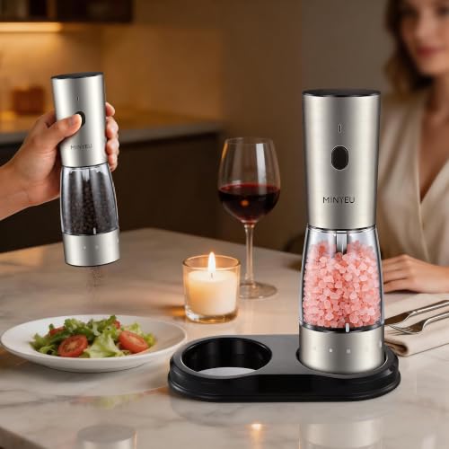 Electric Salt and Pepper Grinder Set of 2, Rechargeable High-Torque Mills