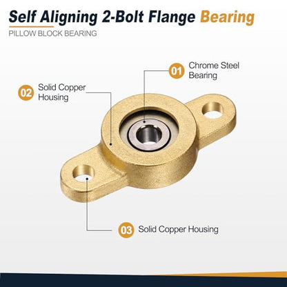 uxcell 4Pcs TF05 Pillow Block Bearings 5mm Bore, Copper Housing, ABEC 3 - size: TF05(5mm Shaft)