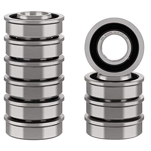 XiKe 1/2" Flanged Bearing, Replacement Lawn Mower Wheel Bearings, 10 Pack - size: ID 1/2" x OD 1-3/8"