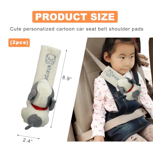 Wevdn 2 PCS Cute Car Seat Belt Pads, Soft Comfortable Cartoon Seat Belt Strap Cover Cushion Pad, Universal Shoulder Strap Pad for Seatbelt and Bag Backpack Strap, Car Accessories (Beige Dog) - color: Beige Dog