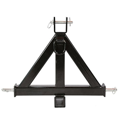 3 Point 2" Receiver Trailer Hitch Category 1Tractor Tow Drawbar Pull Black