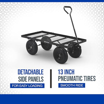 Strongway Steel Jumbo Garden Wagon with Removable Sides, 1400-Lb. Capacity