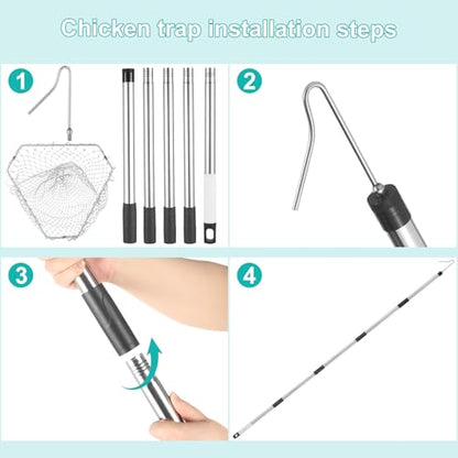 Chicken Catcher, Adjustable from 29" to 74" Chicken Net,Chicken Leg Hook