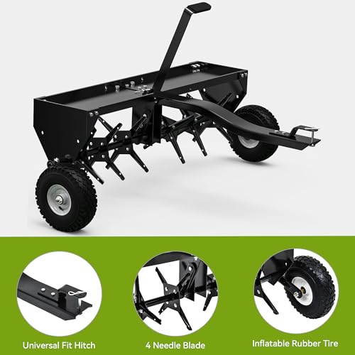 40in Tow Behind Plug Aerator w/24 Galvanized Coring Knives, Universal Hitch