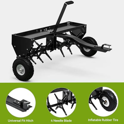 40in Tow Behind Plug Aerator w/24 Galvanized Coring Knives, Universal Hitch