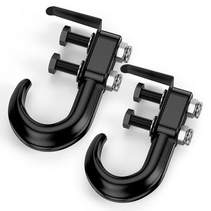 Nilight 2Pcs Bolt-On Tow Hooks with Spring Clip 10,000LBS 2Pcs Black Forged Recovery Tow Hooks Compatible with Jeep Ford Dodge Chevy GMC Toyota Pickup Truck - color: Bolt-On Tow Hooks