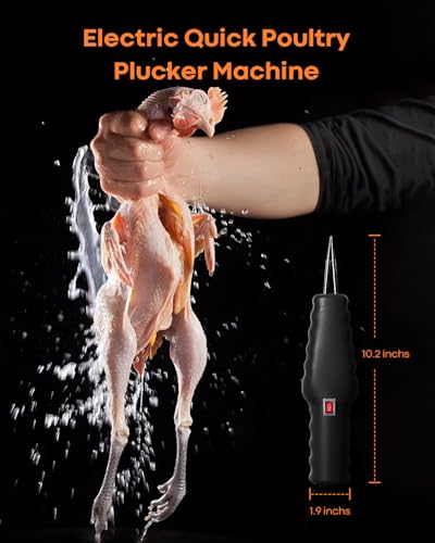 Handheld Chicken Plucker - Electric Quick Chicken Feather Plucker, Portable Waterproof & Rechargeable for Fast Pin Feather Removal Works on Duck Goose & Other Birds Durable Black Desig - color: Black