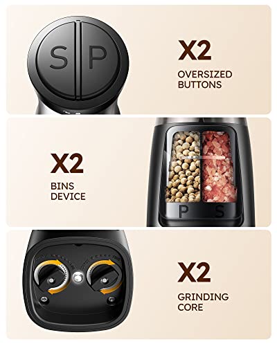 Sangcon 2-in-1 Automatic Electric Salt and Pepper Grinder with LED Light - color: Battery-Operated