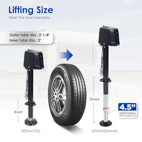 POLESTAR Electric Trailer Jack 3500lbs, Power A-Frame Electric Tongue Jack for Lifting RV Travel Utility Trailer Camper, Trailer Jack with 4.5" Drop Leg & LED Light & Manual Crank, 9-27" Lift - size: Electric A-Frame 3500 lbs