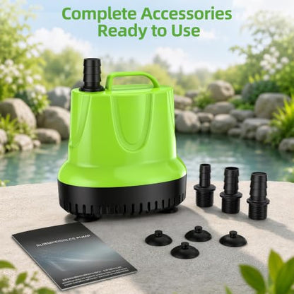 FREESEA Durable Small Pond Pump: 365+ days Continuous Operation - size: 100W/1100GPH