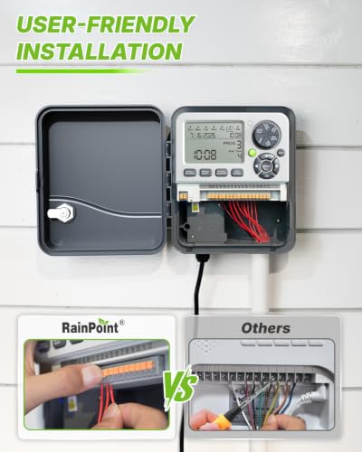 RAINPOINT Sprinkler Controller 12 Zone Programmable, Indoor/Outdoor Automatic Irrigation System, Irrigation Controller with Rain Delay, Manual Watering & Seasonal Adjustment
