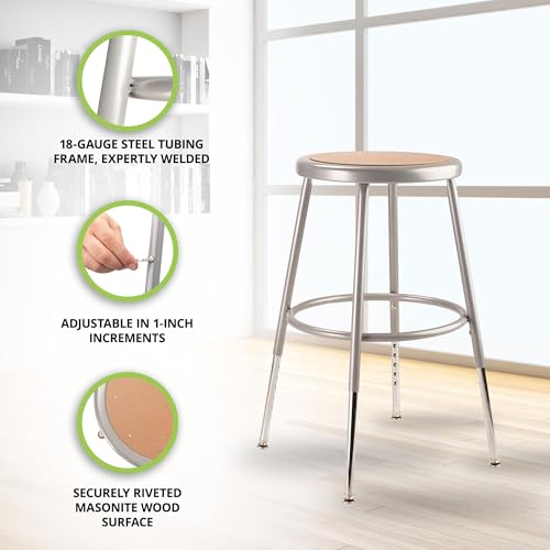 National Public Seating 24" High Heavy Duty Steel Stool, Grey - color: Grey, size: 24"