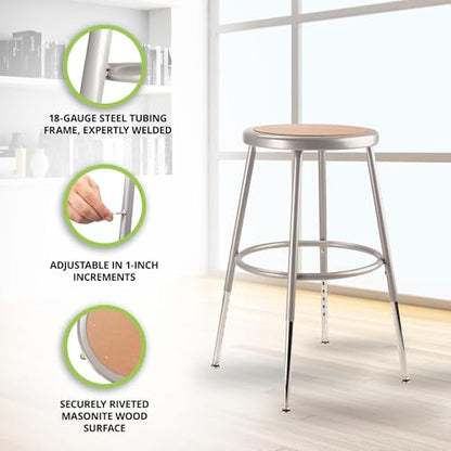 National Public Seating 24" High Heavy Duty Steel Stool, Grey - color: Grey, size: 24"