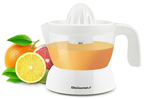 Elite Gourmet ETS-411 Electric Citrus Juicer, Compact 30-Watt, 16 oz, White