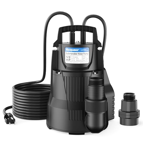 Acquaer 1/2 HP Automatic Sump Pump, 2450 GPH Submersible Water Pump