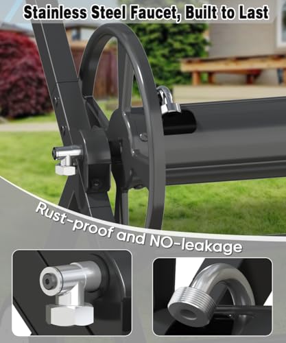Artigarden Garden Hose Reel Cart with Wheels, Outdoor Water Hose Cart Black