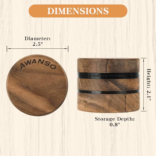 3-Piece Grinder, 2.5" Walnut Wood & Aluminum Grinder for Kitchen Spices with Large Bottom Chamber