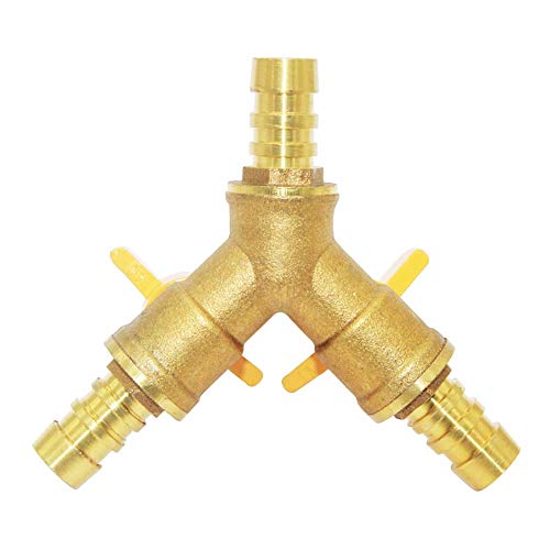 Beduan 3 Way Shut Off Ball Valve 1/4" Hose Barb 2 Switch Brass Y Shaped - size: 1/4 Inch, style: Fixed