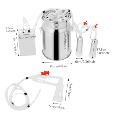 10L Goat Milking Machine, Adjustable Pulse Vacuum Electric Cow Milking Machine, Portable Electric Cow Milker with Udder Protection for Cows and Goats - size: 10L